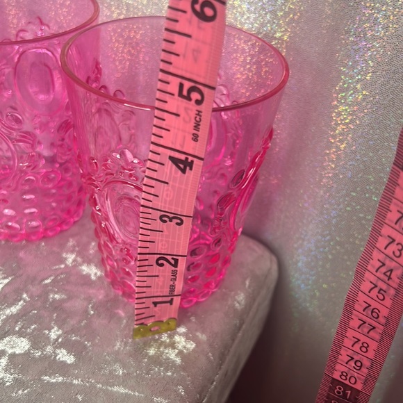 4 cups pink luxury barbiecore plastic 50s design cute neon see through stackable - Picture 6 of 9